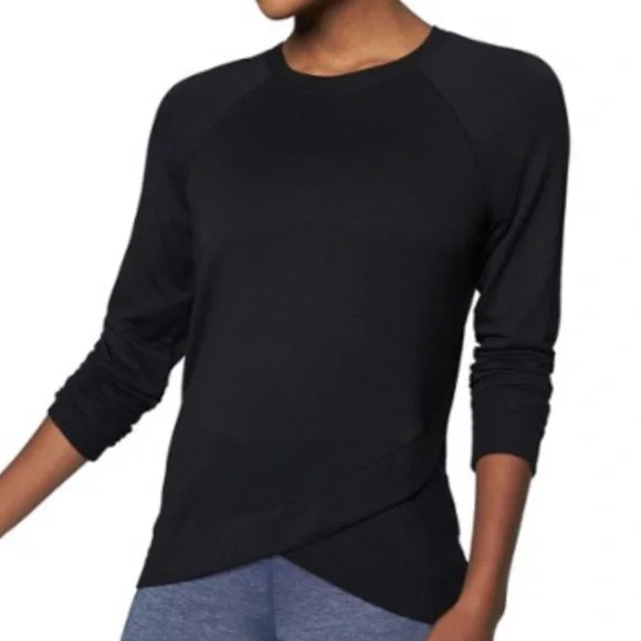 Athleta Criss Cross My Heart Pullover Lightweight Sweatshirt Black Size Small - Picture 2 of 7
